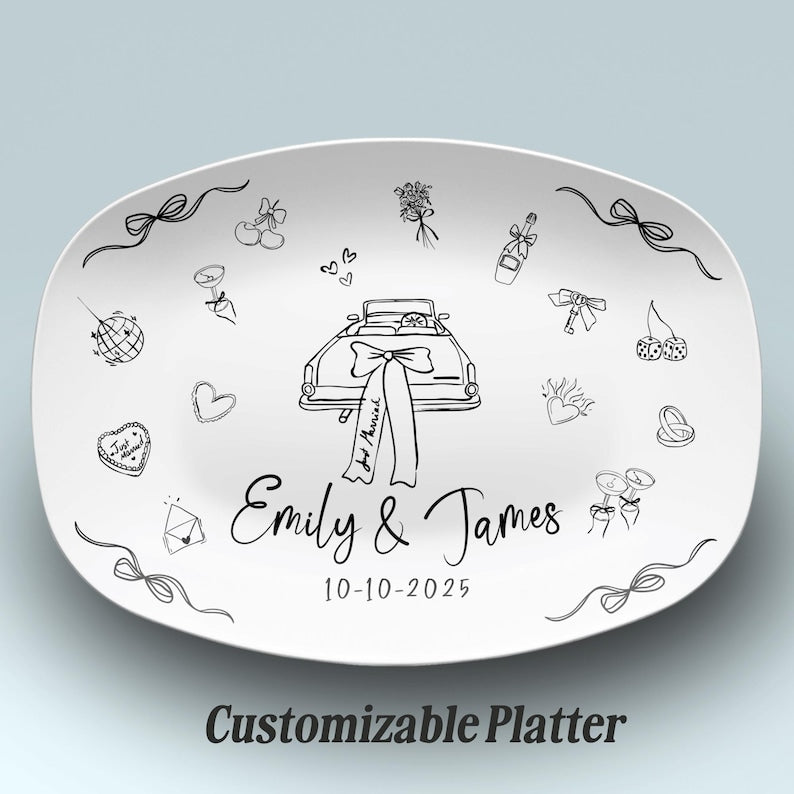 Custom Wedding Plate Personalized Gift Couple Wedding Keepsake Grooms Dinner Gift Wedding Table Decor Bride Groom Custom Engagement Present