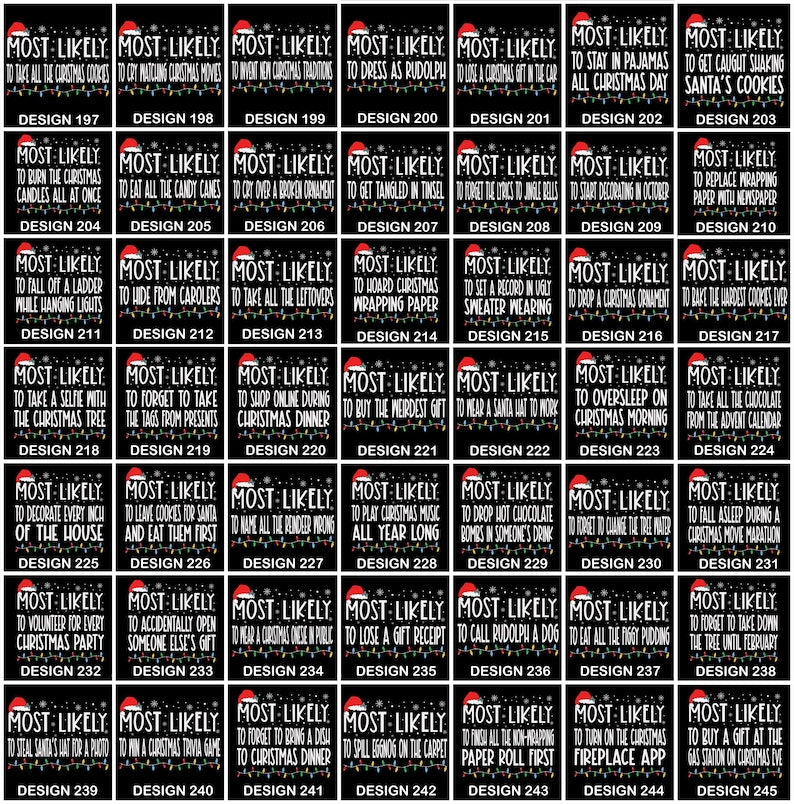 Funny Christmas Most Likely To Shirts: Custom Xmas Family Matching Funny Christmas Party Tees, Very Mery Christmas Shirts, Funny Quote Top