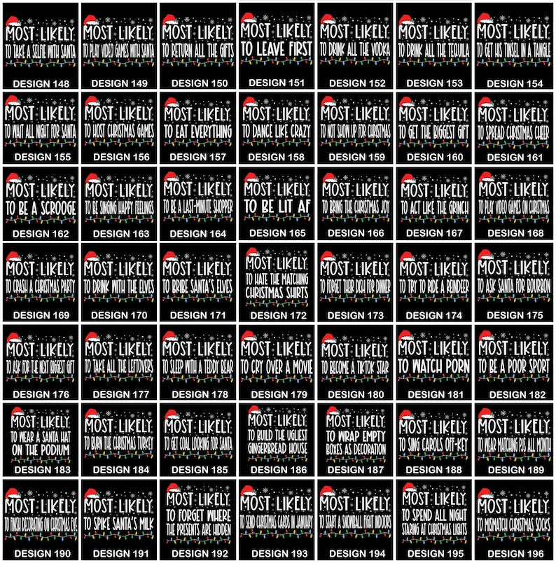 Funny Christmas Most Likely To Shirts: Custom Xmas Family Matching Funny Christmas Party Tees, Very Mery Christmas Shirts, Funny Quote Top