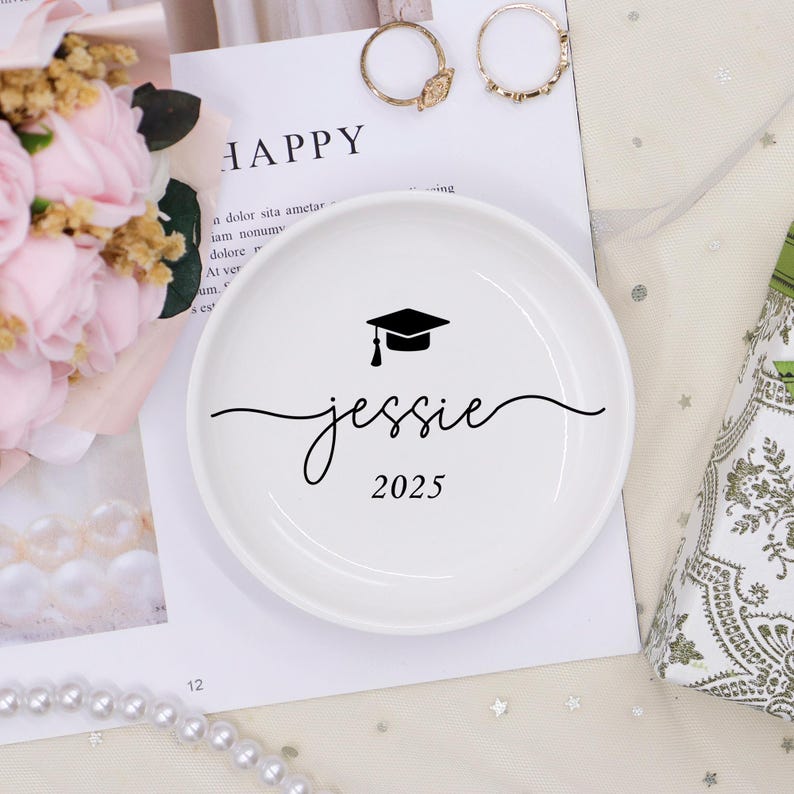Personalized Graduation Gift, Jewelry Dish, Class of College Graduation Gift, Masters Degree Gift, PHD Graduation Present, Trinket Dish