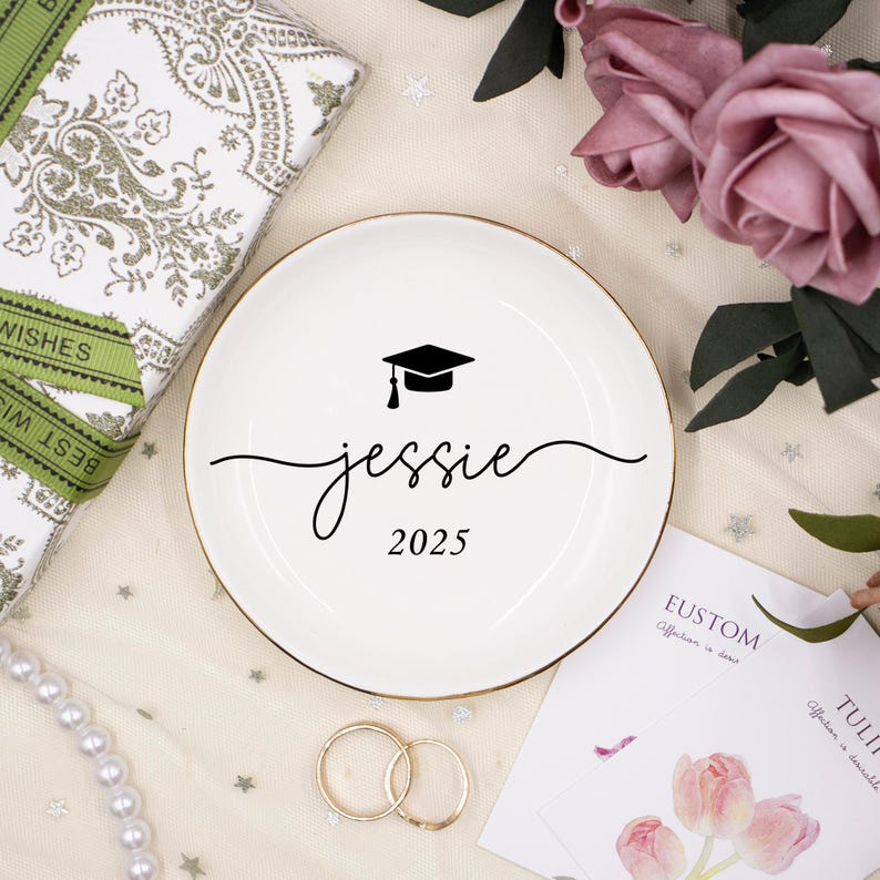 Personalized Graduation Gift, Jewelry Dish, Class of College Graduation Gift, Masters Degree Gift, PHD Graduation Present, Trinket Dish