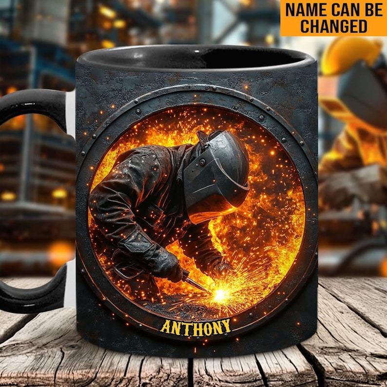 Gift For Welder Man Personalized Welder Accent Mug, Welder Gift for Welding Graduation, Super Cool Welder Mug, Custom Gifts 2025