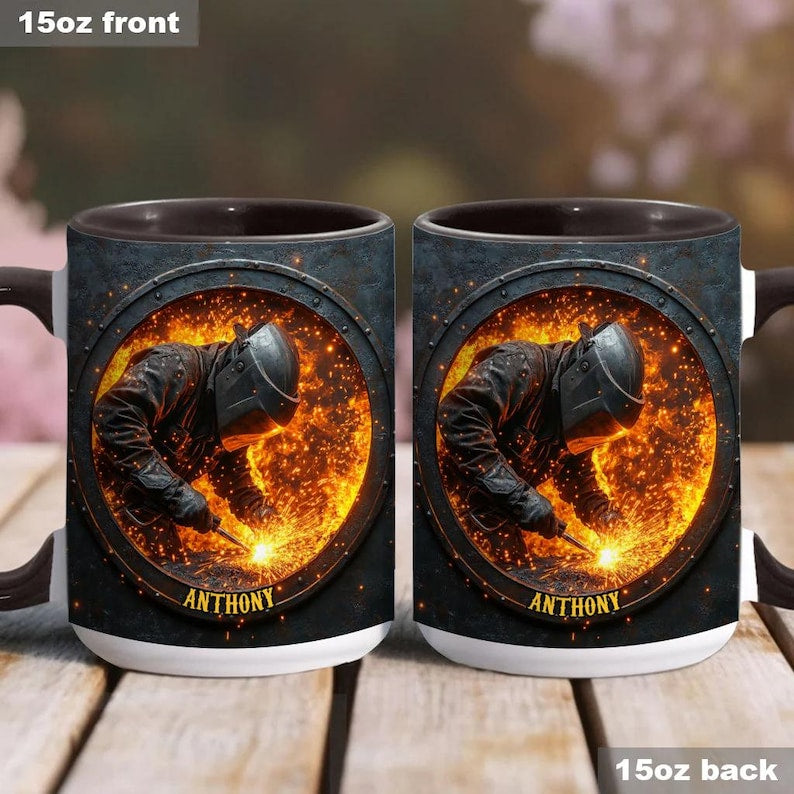 Gift For Welder Man Personalized Welder Accent Mug, Welder Gift for Welding Graduation, Super Cool Welder Mug, Custom Gifts 2025
