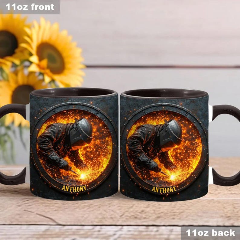 Gift For Welder Man Personalized Welder Accent Mug, Welder Gift for Welding Graduation, Super Cool Welder Mug, Custom Gifts