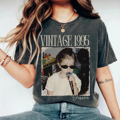 Personalized 30th Birthday Shirt, Custom Photo Year Vintage 1995 Shirt, Custom Year Birthday Shirt, 30th 40th Birthday Gift