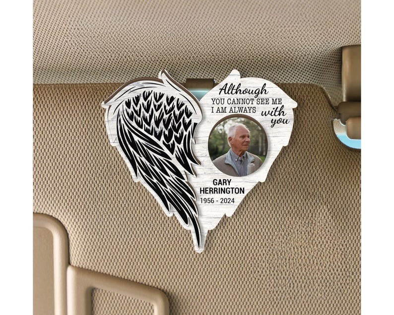 Personalized Memorial Car Visor and Vent Clip, In Loving Memory Car Accessory, Custom Photo & Name Tribute