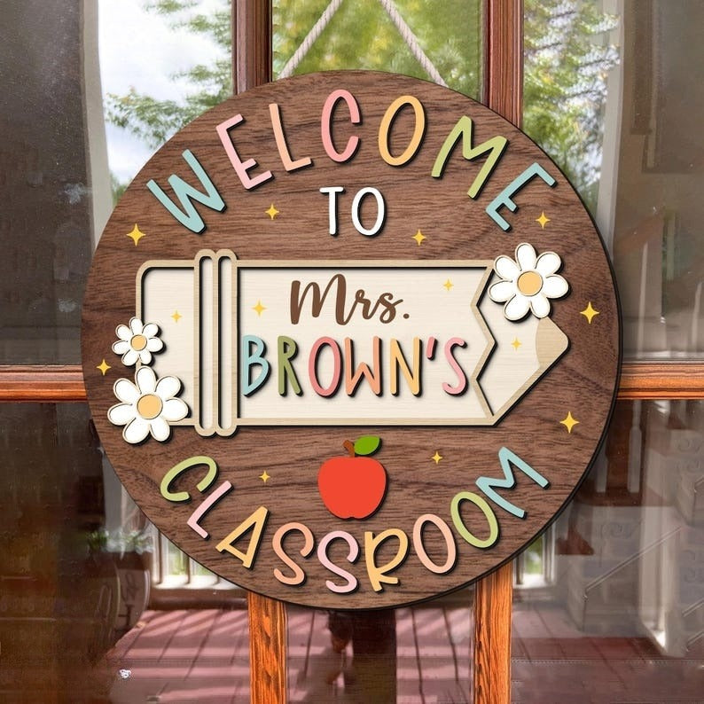 Custom Teacher Door Hanger, Teacher Door Sign, Teacher Gifts, Back To School, Classroom Decor, Teacher Name Sign, Welcome Classroom Sign