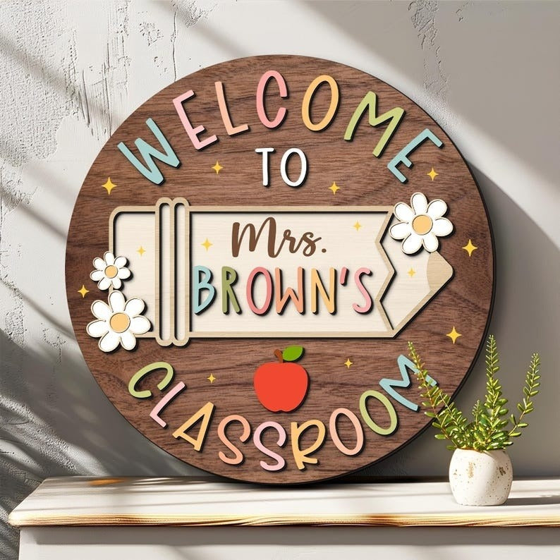 Custom Teacher Door Hanger, Teacher Door Sign, Teacher Gifts, Back To School, Classroom Decor, Teacher Name Sign, Welcome Classroom Sign