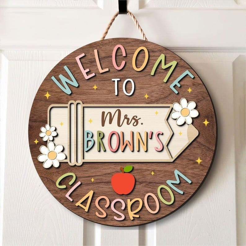 Custom Teacher Door Hanger, Teacher Door Sign, Teacher Gifts, Back To School, Classroom Decor, Teacher Name Sign, Welcome Classroom Sign