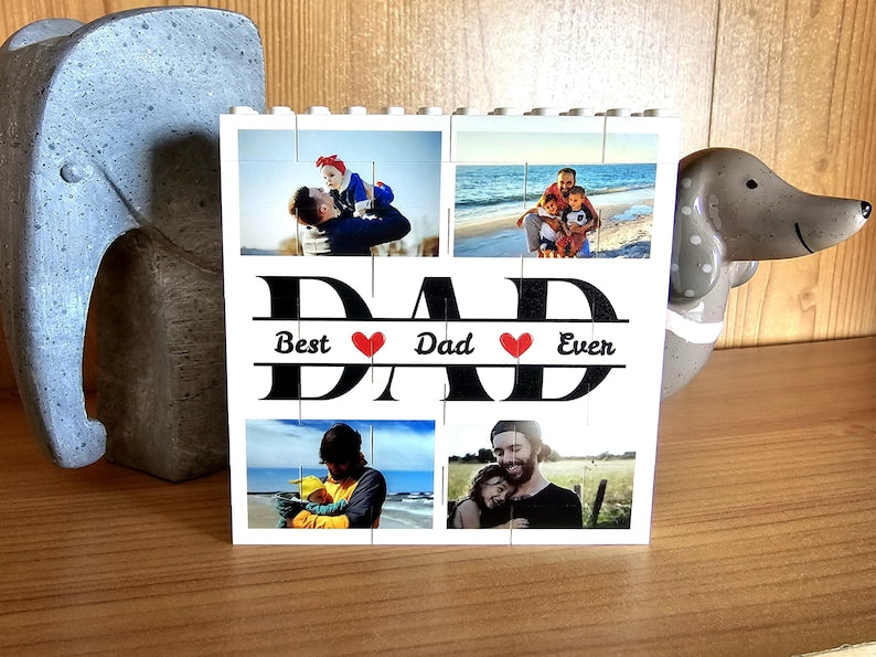 Personalised Best Dad Ever Brick Photo block, Gift for Dad, White, Building Block, Puzzle, Him, Dad, Father's Day, Father, Cute