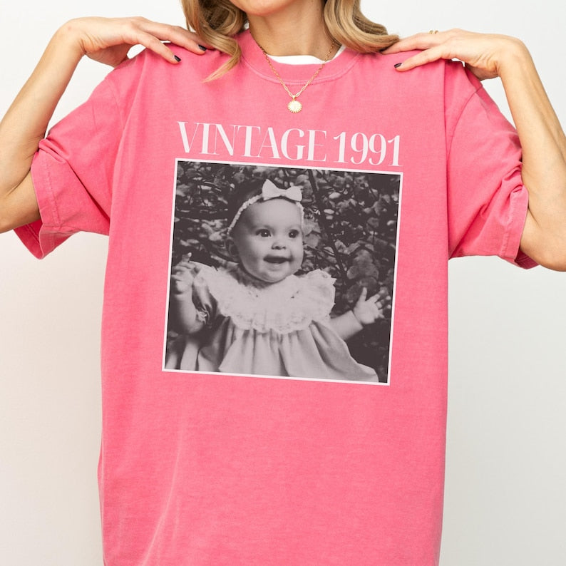 Personalized Birthday Shirt, Custom Photo and Year Birthday Shirt, Custom 30th 40th Birthday Gift, Vintage 1995 Shirt