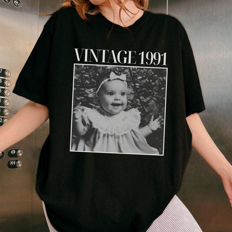 Personalized Birthday Shirt, Custom Photo and Year Birthday Shirt, Custom 30th 40th Birthday Gift, Vintage 1995 Shirt