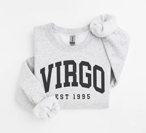 Custom Virgo Sweatshirt, est 1995, Cute Virgo Energy Gift For Virgo, Zodiac Astrology Horoscope Shirt, Unisex Crewneck Sweatshirt