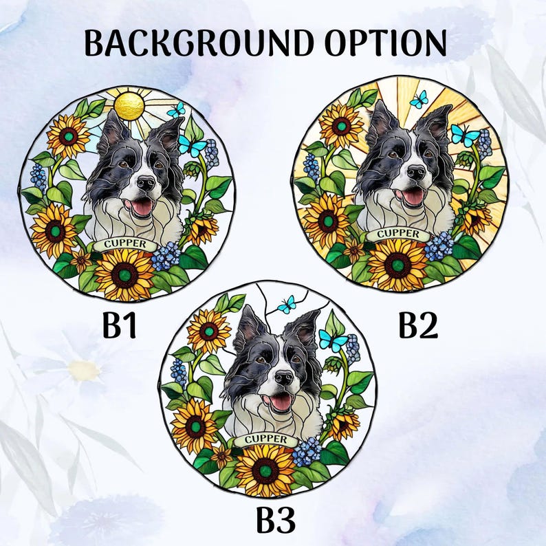 Custom Pet Portrait Stained Glass Suncatcher, Stained Glass Dog Memorial, Custom Dog Portrait from Photo, Sympathy Gifts, Stained glass dog