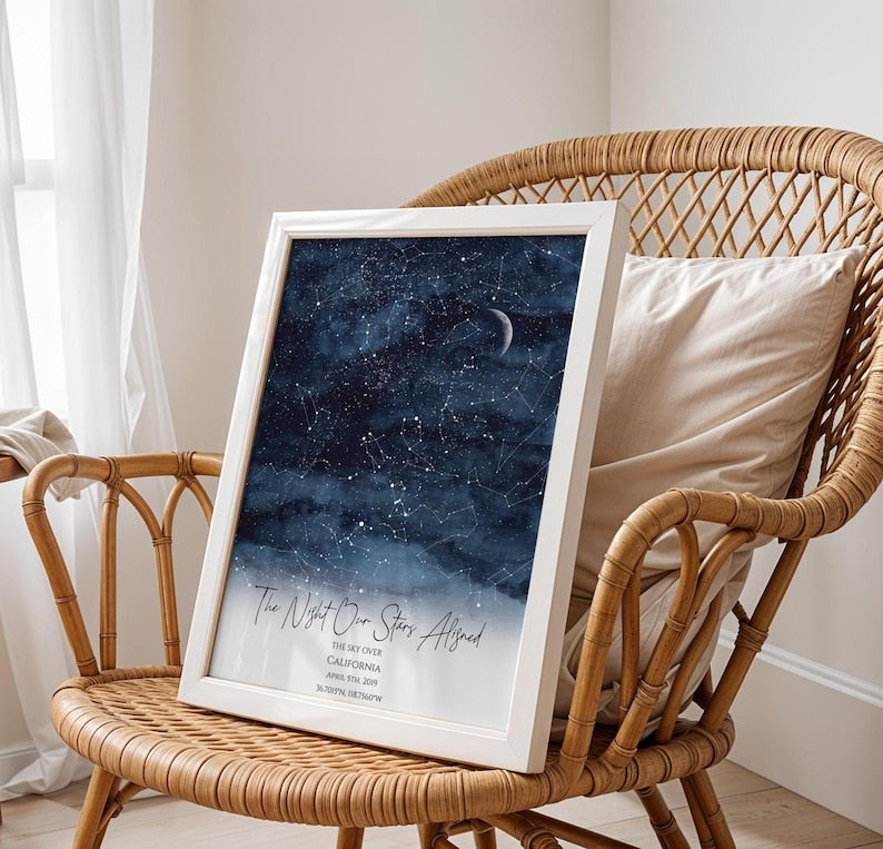 Custom Star Map, Night Sky Print, Sky Map, Wedding Gift, Constellation Map, First Anniversary Gift, Personalized Star Map, Print Only