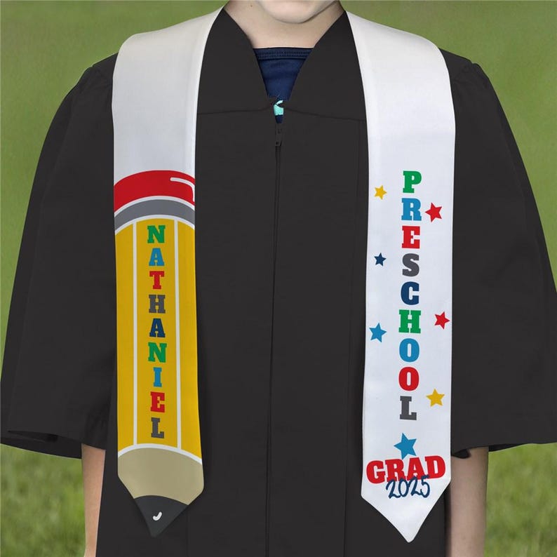 Kindergarten Graduation Stole For Kids, Preschool Graduation Stole With Name, Pencil Stole, Grad 2025, Montessori, First Grade Graduation