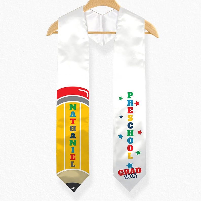 Kindergarten Graduation Stole For Kids, Preschool Graduation Stole With Name, Pencil Stole, Grad 2025, Montessori, First Grade Graduation