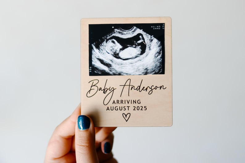 Personalized Ultrasound Magnet Custom Baby Announcement Plaque Pregnancy Reveal Gift for Grandparents Baby Keepsake with Due Date