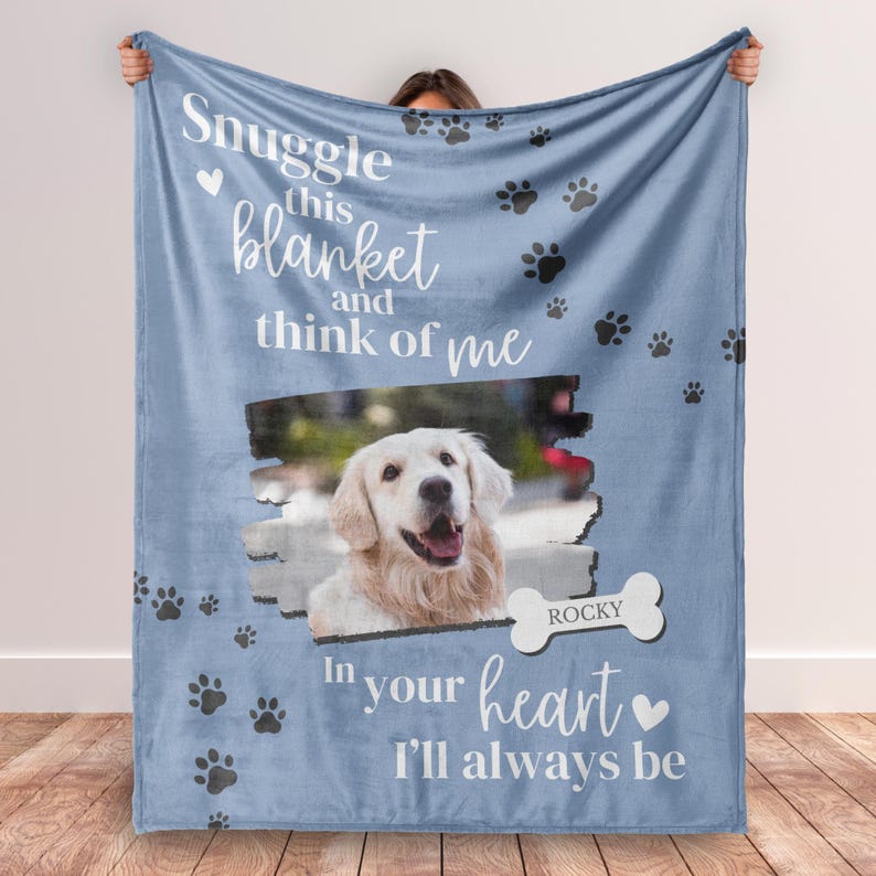 Personalized Dog Memorial Blanket Custom Pet Memorial Gift Pet Loss Gift Dog Remembrance Gift Photo Blanket Sympathy Gift Loving Memory Gift