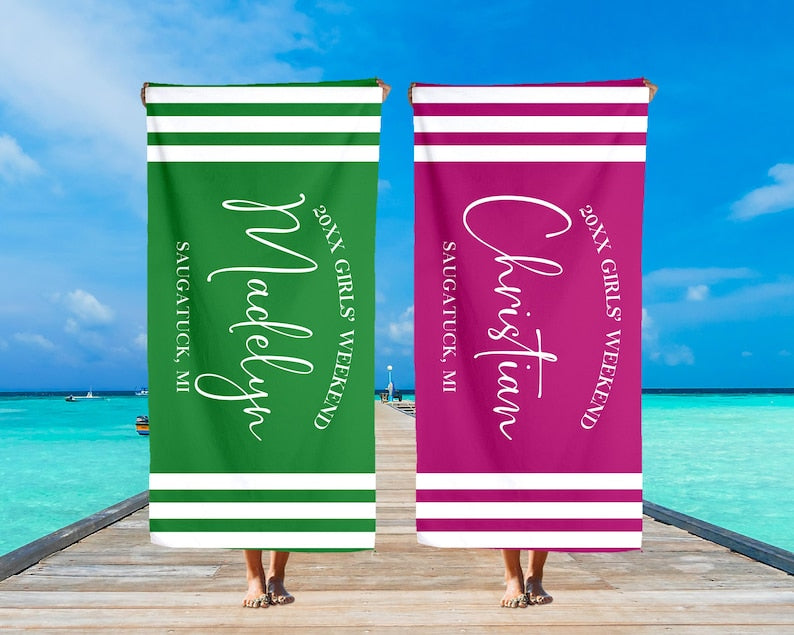 Girls Trip 2025 Beach Towel, Girls Weekend Gift, Girls Beach Trip, Family/Friends/Besties/Sisters Trip Beach Towel, Summer Vacation Gifts