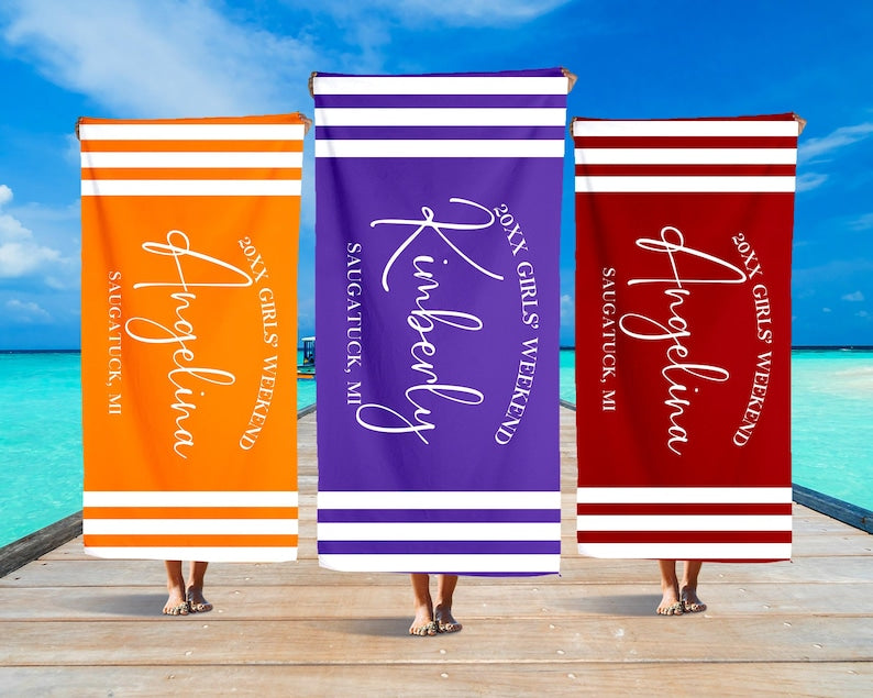 Girls Trip 2025 Beach Towel, Girls Weekend Gift, Girls Beach Trip, Family/Friends/Besties/Sisters Trip Beach Towel, Summer Vacation Gifts