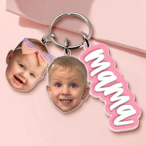 Custom Grandma Keychain With Kids Face Charm, Personalized Mother's Day Gift For Grandma, Nana Keychain Gift From Grandkids, Gift For Mom,