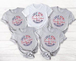 Personalized July 4th Family Celebration Shirt, Custom Family Last Name Shirts, Matching 4th of July Shirts, Patriotic Family T-Shirts
