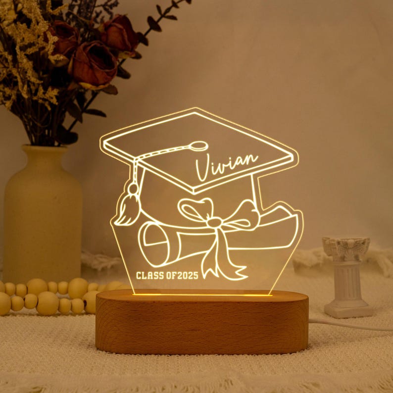 Personalized Graduation Night Light - Custom LED Lamp for Graduates, Perfect Gift for Graduation Day, Unique Room Decor, Graduation Keepsake