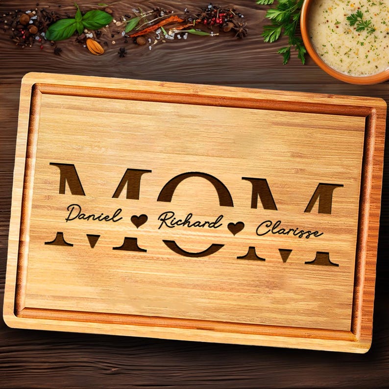 Personalized Mothers Day Gift, Custom Cutting Board, Personalized Gift for Mom, Wife, Unique Gift for Grandma, Mom Birthday Gifts