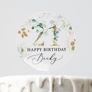Personalised Happy Birthday Cake Topper, Birthday Acrylic Cake Topper, 18th 21st 30th 40th 50th Birthday, Clear Cake Topper, Birthday Name