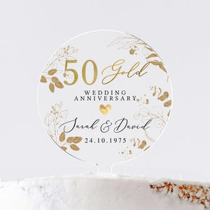 Personalised Anniversary Cake Topper, Golden Anniversary Cake Topper, 50th Anniversary Cake Topper, 50th Anniversary Gift, 50h Anniversary