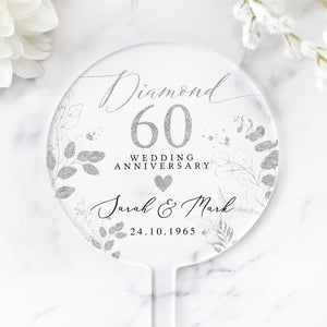 Personalised Anniversary Cake Topper, Diamond Anniversary Cake Topper, 60th Anniversary Cake Topper, 60th Anniversary Gift, 60th Anniversary