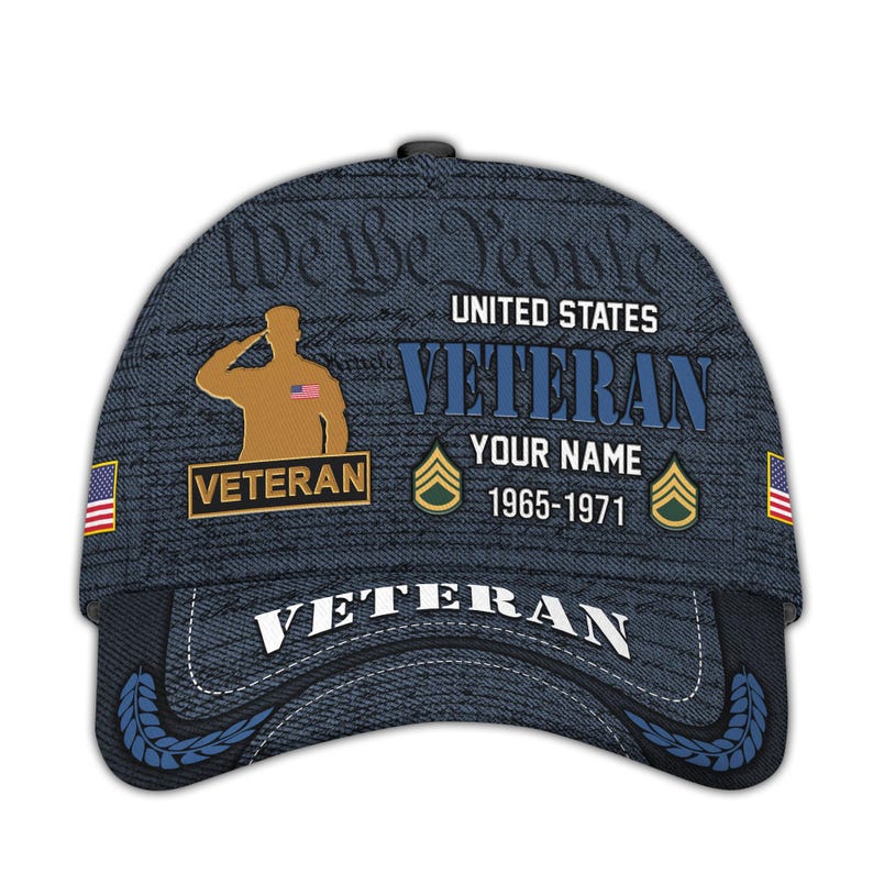 Personalized Veteran Caps We The People Patriotic Baseball Hat, Military Hats For Veterans, Bald Eagle Hat, Adjustable Tactical Cap