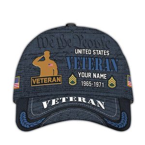 Personalized Veteran Caps We The People Patriotic Baseball Hat, Military Hats For Veterans, Bald Eagle Hat, Adjustable Tactical Cap