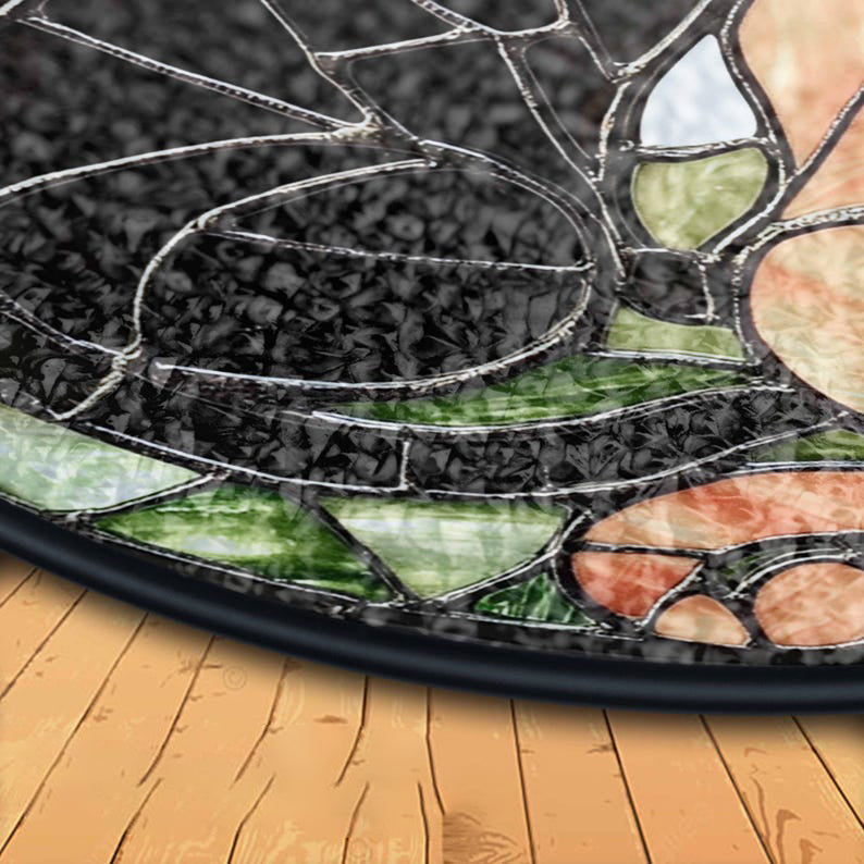 Black Cat and Orange Cat Couple Glass Suncatcher, Cat Couple Suncatcher with Flowers, Cat Window Hanging, Cat Couple Decor/Gift for Cat Moms