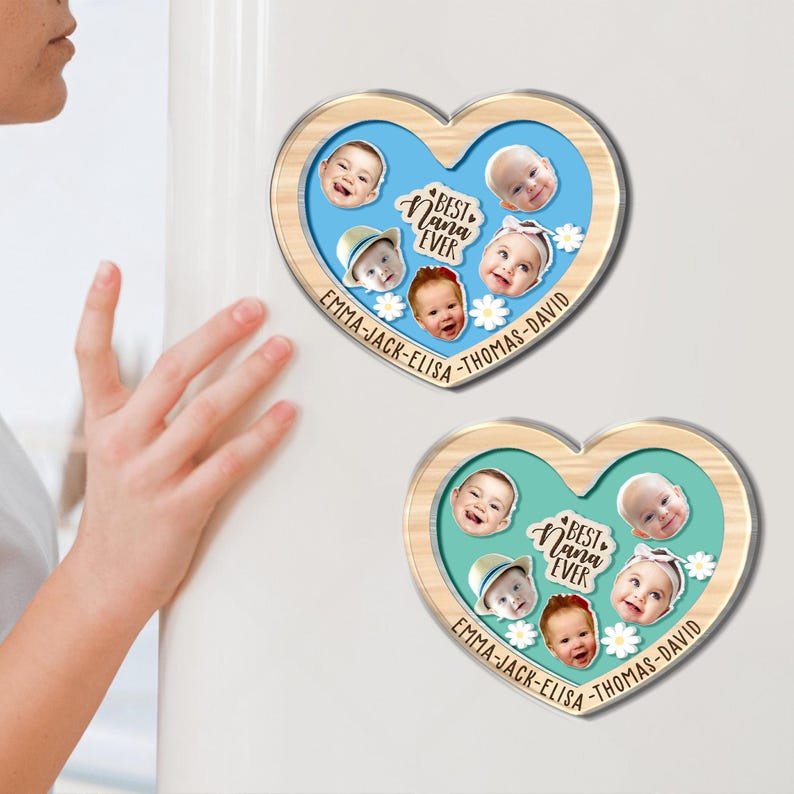 Personalized Mother's Day Gift For Nana, Custom Baby Face With Name Magnet, Best Nana Ever Magnet, Gift For Grandma, Gift From Grandkids