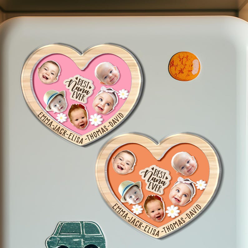 Personalized Mother's Day Gift For Nana, Custom Baby Face With Name Magnet, Best Nana Ever Magnet, Gift For Grandma, Gift From Grandkids