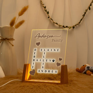 Personalized Scrabble Family Name Nightlight: Crossword Puzzle Lamp