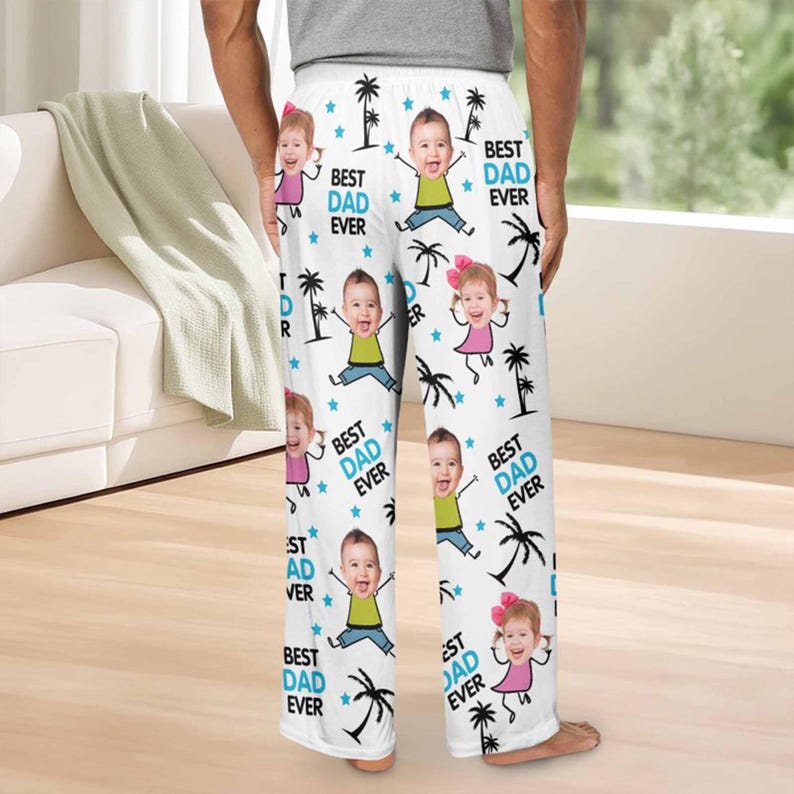 Best DAD Ever Pajamas Pants, Custom Photo pajama pants, Personalized Pajamas with Face, Family couple pajamas, Best Family Gifts for Dad Mom
