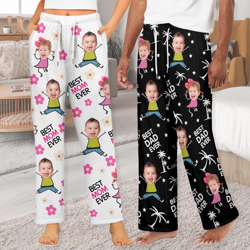 Best DAD Ever Pajamas Pants, Custom Photo pajama pants, Personalized Pajamas with Face, Family couple pajamas, Best Family Gifts for Dad Mom