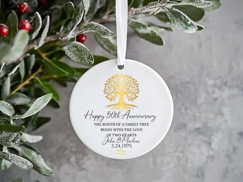 50th Anniversary Ornament, Gold Anniversary Ornament, 50 Years Married Wedding Anniversary Gift, 50th Anniversary Present, Gold Wedding