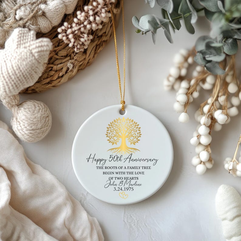 50th Anniversary Ornament, Gold Anniversary Ornament, 50 Years Married Wedding Anniversary Gift, 50th Anniversary Present, Gold Wedding