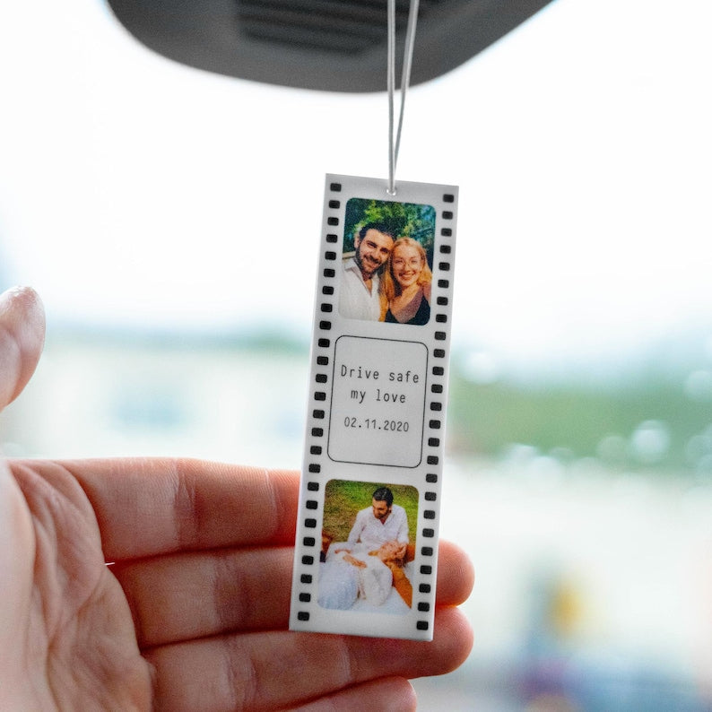Personalised Reels Photo Car Ornament Hanging Car Polaroid Any Image Driving Test Pass Gift Idea First Car Charm Gift Photo Strip