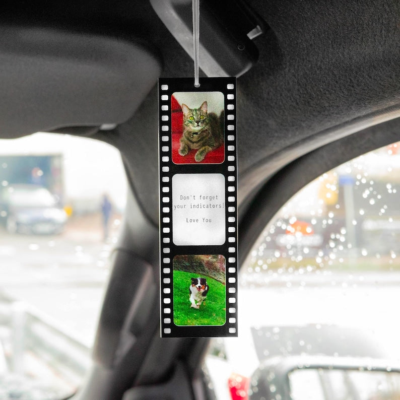 Personalised Reels Photo Car Ornament Hanging Car Polaroid Any Image Driving Test Pass Gift Idea First Car Charm Gift Photo Strip