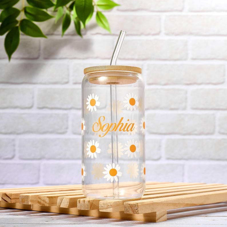 Personalized Birth Flower Tumbler With Name, Coffee Cup, Mothers Day, Birth Flower Glass, Gifts for Her, Bridesmaid Proposal, Party Favor