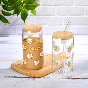 Personalized Birth Flower Tumbler With Name, Coffee Cup, Mothers Day, Birth Flower Glass, Gifts for Her, Bridesmaid Proposal, Party Favor