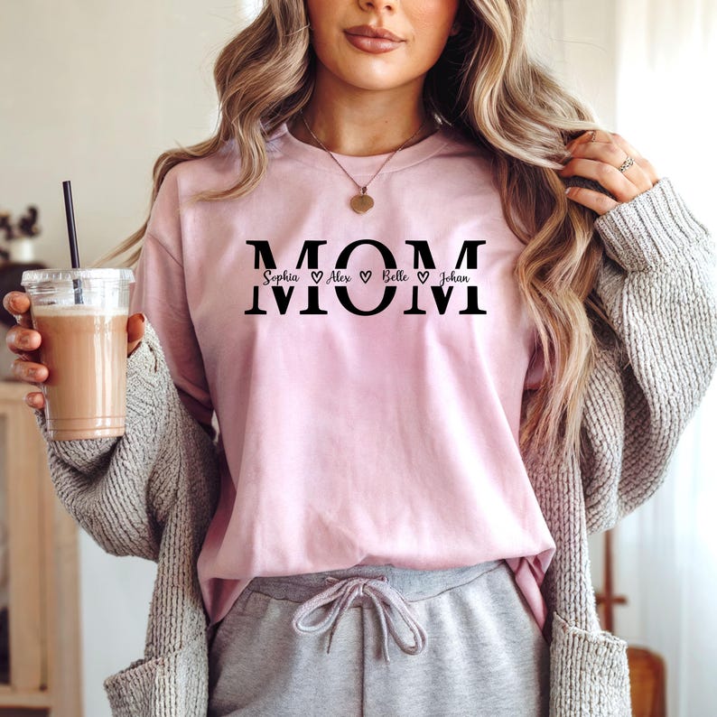 Comfort Colors Custom Mom Shirt, Personalized Mama Gift, Mother's Day Gift, Custom Name Shirt, Children Name Mom Shirt