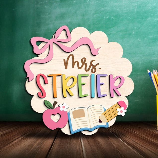 Personalized Teacher Gifts, 3D Teacher Door Sign, Teacher Welcome Sign, Classroom Door Sign, Back to School Gift, 1st Day of School Decor