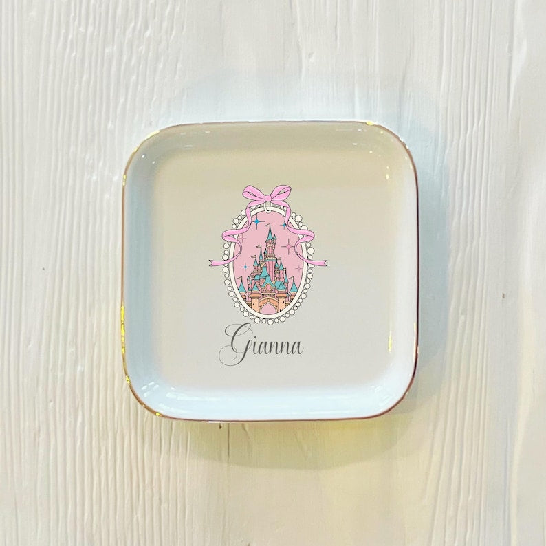 Personalized Princess Castle Trinket Dish: Girly Jewelry Holder