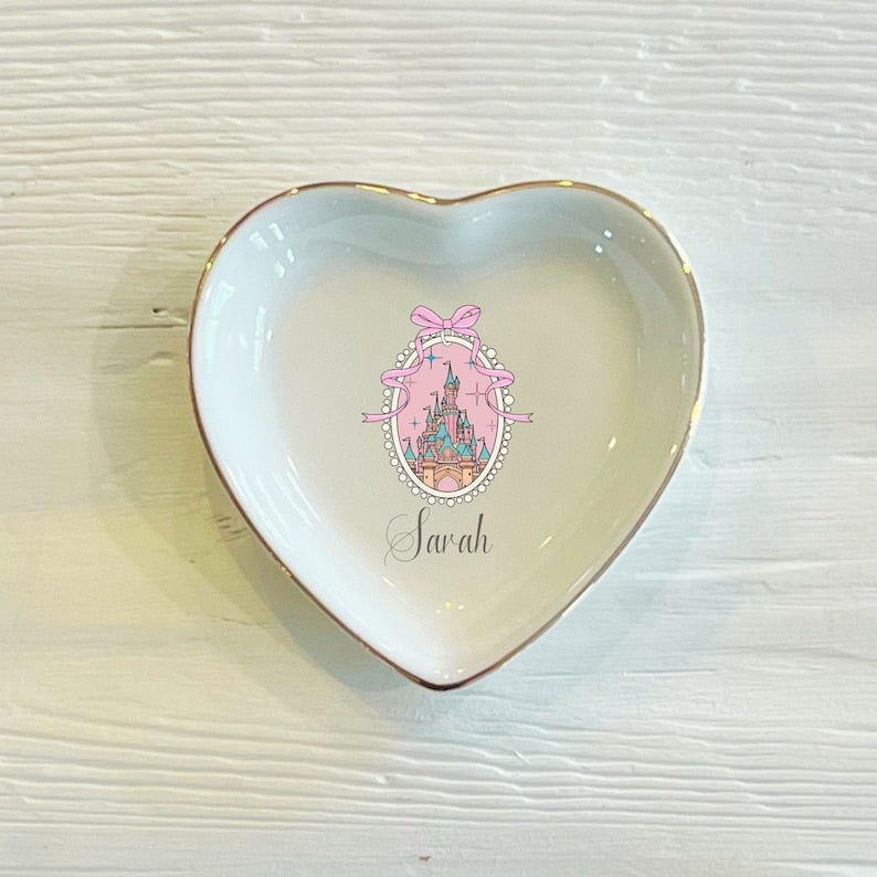 Personalized Princess Castle Trinket Dish: Girly Jewelry Holder